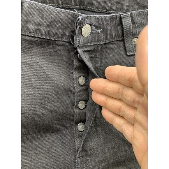 Levi's Strauss 501 Denim Jeans Men's Size 38X32 Black Button Fly Straight Dark - Picture 2 of 16